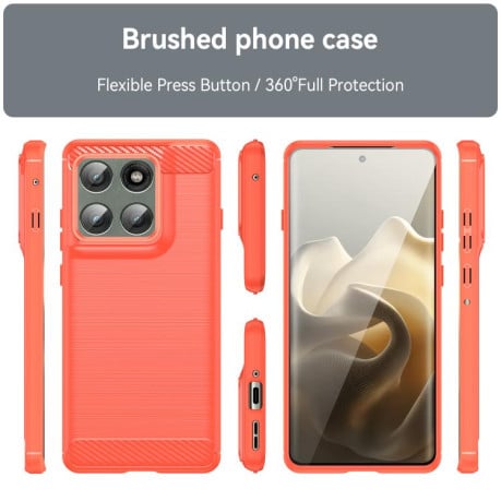 Противоударний чехол Brushed Texture Carbon Fiber на Motorola Edge 60 Pro - червоний