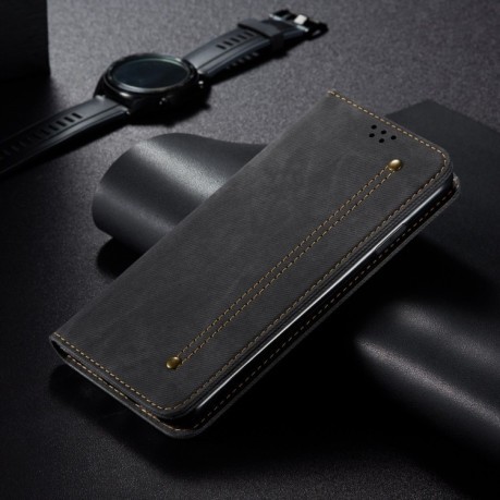 Чохол книжка Denim Texture Casual Style на Realme C65 4G - чорний