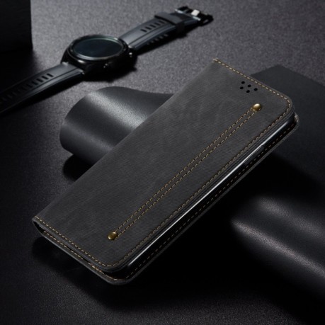 Чехол книжка Denim Texture Casual Style на Samsung Galaxy A56 5G - черный