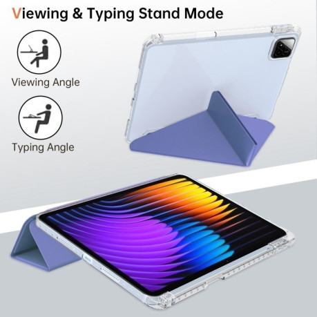 Чехол-книжка Clear Acrylic Demation Leather для Xiaomi Pad 7 / 7 Pro - фиолетовый