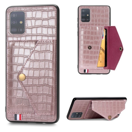 Чехол Crocodile Pattern Shatter-resistant на Samsung Galaxy A71 - розовый