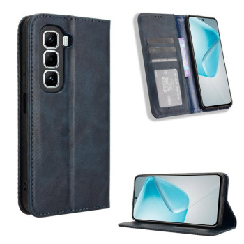 Чехол-книжка Magnetic Buckle Retro Crazy Horse Texture на Infinix Hot 50 Pro+ 4G - синий