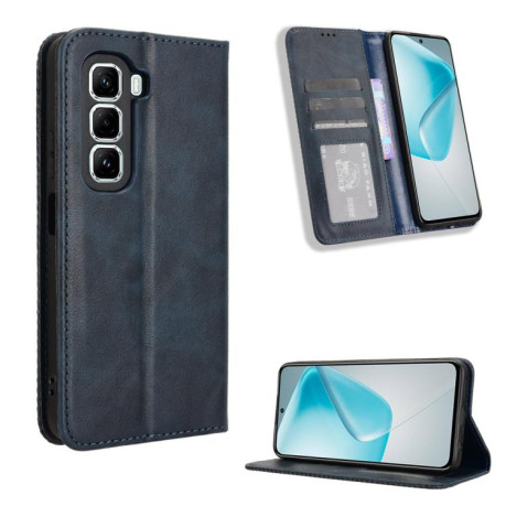 Чохол-книжка Magnetic Buckle Retro Crazy Horse Texture на Infinix Hot 50 Pro+ 4G - синій