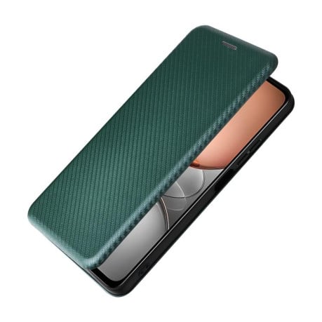 Чехол-книжка Carbon Fiber Texture на Realme C75 4G Global - зеленый