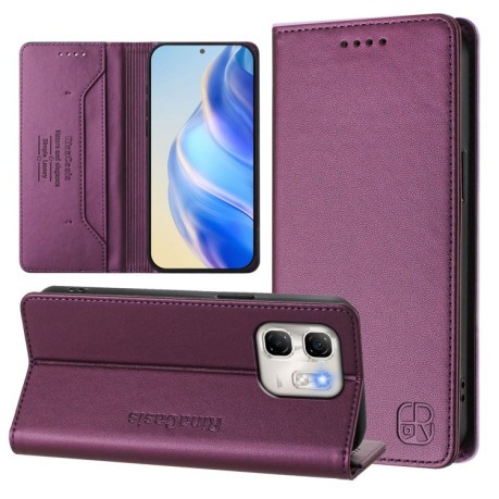 Чехол-книжка RC01 Dual-Folded Magnetic Suction RFID Leather на Infinix Hot 50i 5G / Smart 9 4G - фиолетовый