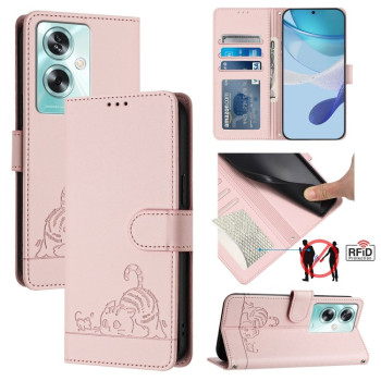 Чохол-книжка Cat Embossing Pattern на OnePlus Nord N30 SE 5G - рожевий