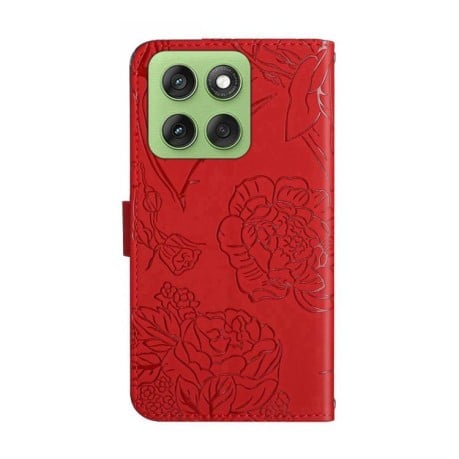 Чохол-книжка з м'якою фактурою та тисненням Butterfly на Motorola Edge 60 Pro - червоний