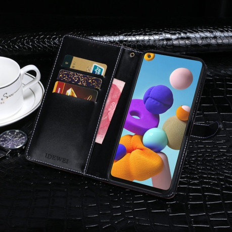 Чехол-книжка idewei Crocodile Texture на Samsung Galaxy A21s - черный