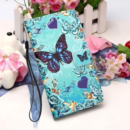 Чохол-книжка Colored Drawing Pattern для Samsung Galaxy S22 5G - Heart Butterfly