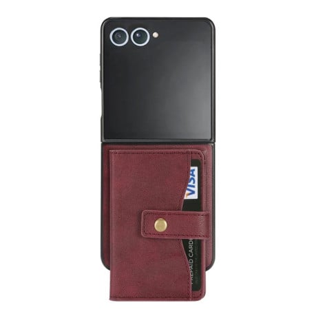 Чохол Kalebol Magnetic Button з кишенькою на карт та MagSafe на Samsung Galaxy Filp 7 - червоний