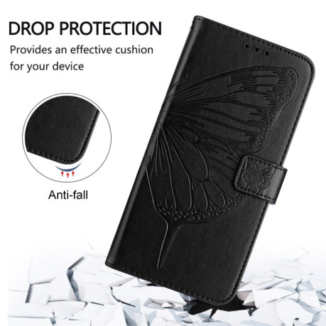 Чехол-книжка Embossed Butterfly для Realme GT7 Pro 5G - черный
