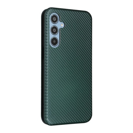 Чехол-книжка Carbon Fiber Texture на Samsung Galaxy M35 - зеленый