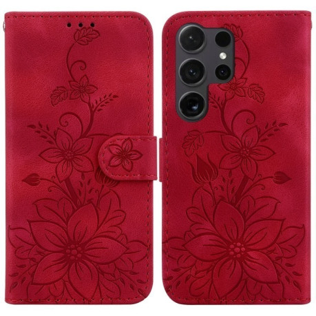 Чехол-книжка Lily Embossed Leather для Samsung Galaxy S25 Ultra 5G - красный