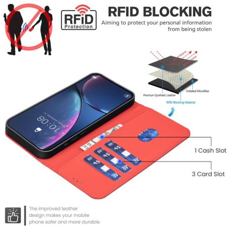 Чехол-книжка Geometric Pattern RFID Leather для Infinix Note 40 Pro 4G / 40 Pro+ 5G - красный