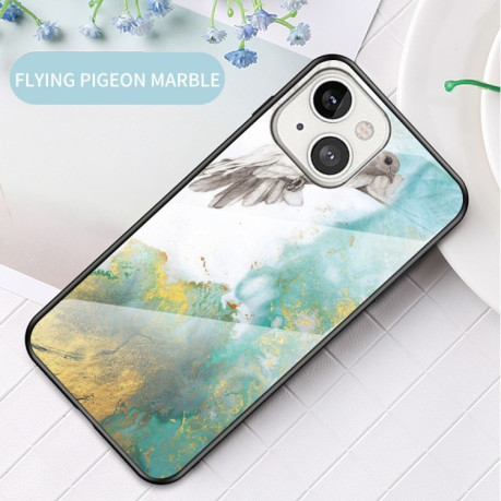 Стеклянный чехол Marble Pattern для iPhone 14/13 - Flying Pigeon