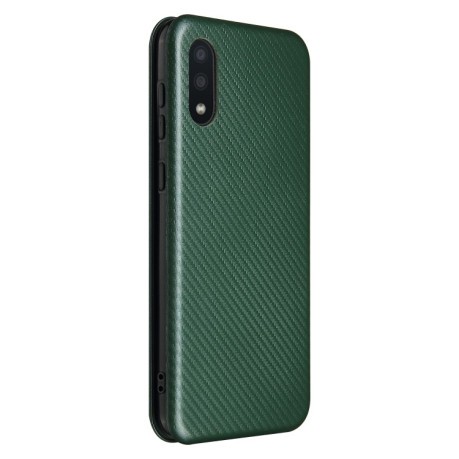 Чехол-книжка Carbon Fiber Texture на Samsung Galaxy A02 / M02 - зеленый
