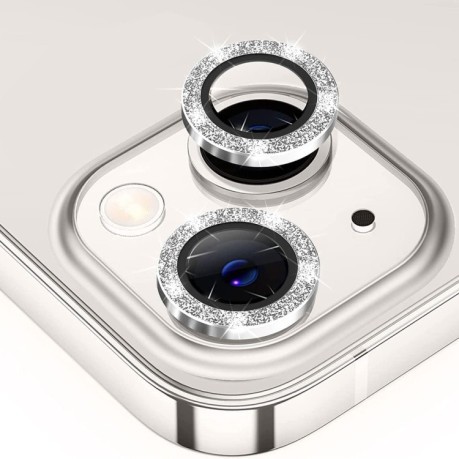 Защитное стекло на камеру для ENKAY Glitter для iPhone 14 / 14 Plus - серебристые