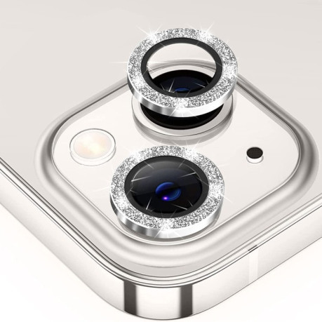 Защитное стекло на камеру для ENKAY Glitter для iPhone 13 - серебристое