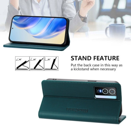 Чохол-книжка RC01 Dual-Folded Magnetic Suction RFID Leather на Vivo Y76 5G - зелений
