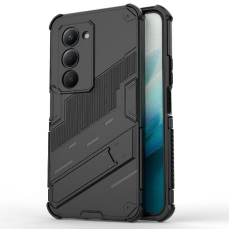 Противоударный чехол Punk Armor с подставкой на Xiaomi Redmi 15 5G / 4G EU 171mm - черный