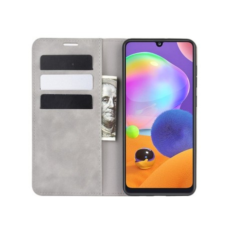 Чехол- книжка Retro Skin Feel Business Magnetic на Samsung Galaxy A31 - серый