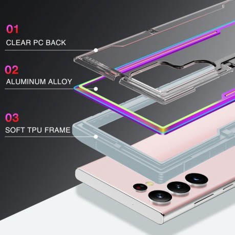 Противоударный чехол Defender Metal Clear для Samsung Galaxy S23+Plus 5G - разноцветный