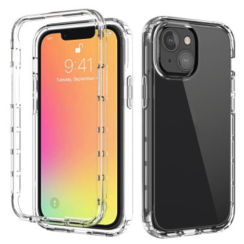 Противоударный чехол Two-color Gradual Change для iPhone 13 mini - прозрачный