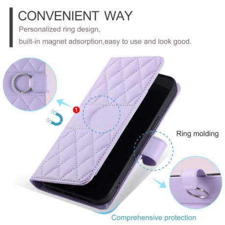 Чохол-книжка Ring Buckle Rhombic Leather для OPPO Reno13 Pro 5G - фіолетовий