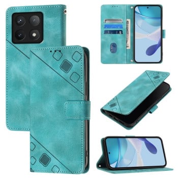 Чехол-книжка Skin-feel Embossed для Xiaomi 14T Pro - зеленый