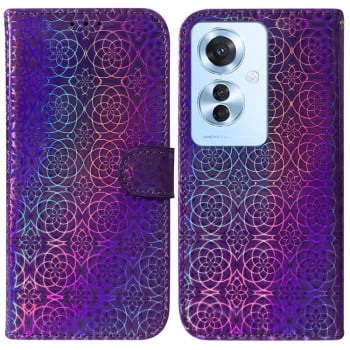Чохол-книжка з кольоровою обкладинкою та магнітною застібкою Colorful Magnetic Buckle на OPPO Reno11 F Global - фіолетовий