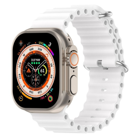 Силиконовый ремешок Ocean для Apple Watch 10 46mm/Ultra 49mm / Series 8/7 45mm / 44mm / 42mm - белый