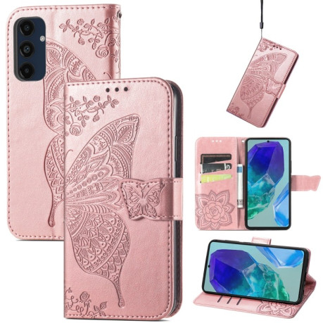 Чехол-книжка Butterfly Love Flower Embossed для Samsung Galaxy A16 - розовое золото