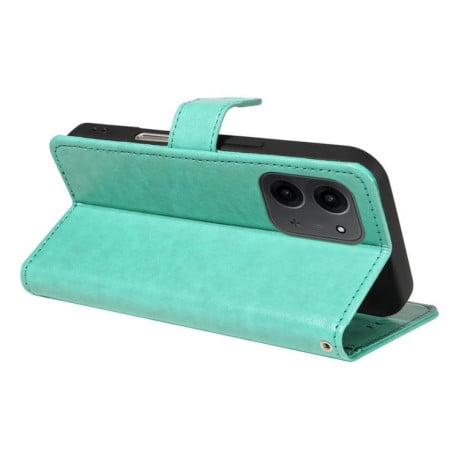 Чехол-книжка Cat Embossing Pattern на Xiaomi Redmi 15C 5G / 4G EU 173mm - зеленый