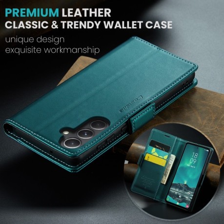 Чехол-книжка CaseMe 023 Butterfly Buckle Litchi Texture RFID Anti-theft Leather для Samsung Galaxy S23 FE 5G - голубой
