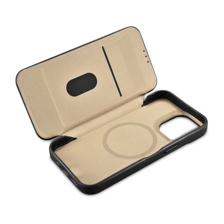 Кожаный чехол-книжка iCarer CE Oil Wax Premium для iPhone 14 Pro Max - черный