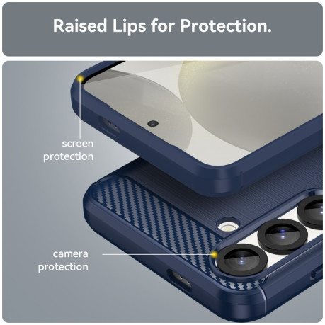 Протиударний чохол Brushed Texture Carbon Fiber для Samsung Galaxy S25 5G - синій