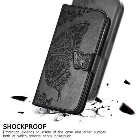 Чехол-книжка Butterfly Love Flower Embossed для Realme C53/C51 - черный