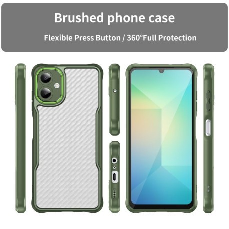 Ударозащитный чехол Carbon Fiber Texture Translucent на Samsung Galaxy A06 4G - зеленый
