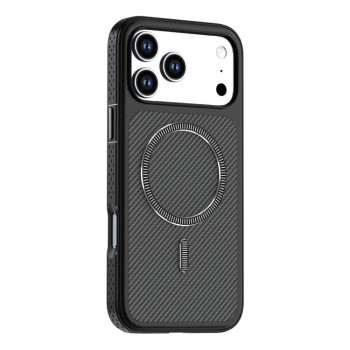 Чохол Carbon Fiber Texture Vegan Leather Magnetic з карбоновою текстурою і магнітом на iPhone 18 Pro Max — чорний