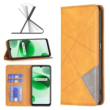 Чохол-книга Rhombus Texture для Realme C35 - жовтий
