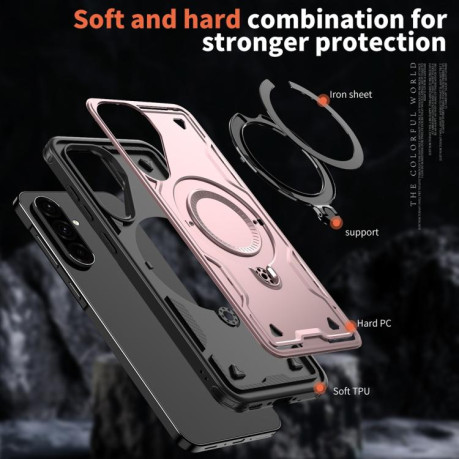 Противоударный чехол MagSafe Holder Armor PC Hybrid для Samsung Galaxy A36 5G - золото