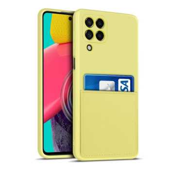 Противоударный чехол Liquid Silicone Skin with Card Slot для Samsung Galaxy M53 5G - желтый