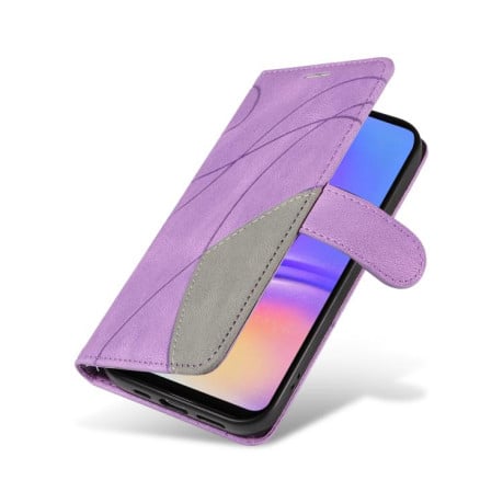 Чохол-книжка Dual-color Splicing Flip Leather на Samsung Galaxy A07 5G - фіолетовий