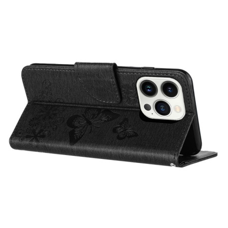 Чохол-книжка Embossed Butterfly для iPhone 16 Pro Max - чорний