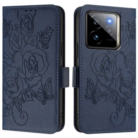 Чехол-книжка Embossed Rose RFID Anti-theft Leather для Realme GT 7 Pro 5G - синий