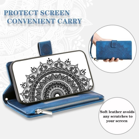 Чехол-книжка Multi-Card Totem Zipper Leather  для Xiaomi 14T - синий