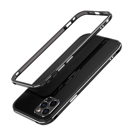 Металлический бампер Aurora Series  для iPhone 12 Pro Max - черно-серебристый