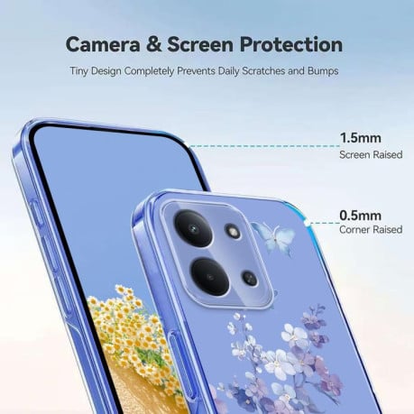 Чехол Flower Pattern Painted на Xiaomi Redmi 15C 5G / 4G EU 173mm - фиолетовый
