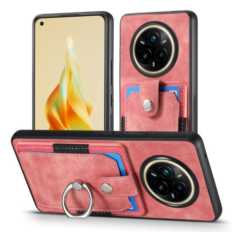 Чохол Retro Skin-feel Ring Card Wallet для Realme 14 Pro+ - рожевий