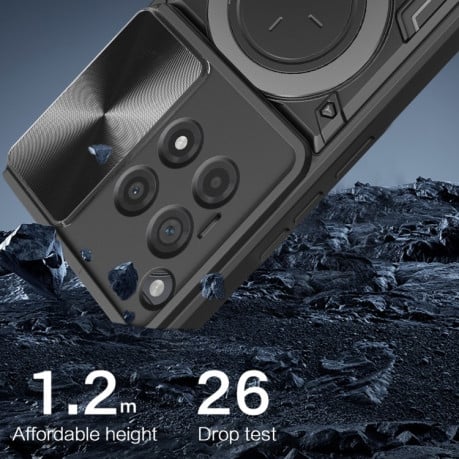Противоударный чехол CD Texture Sliding Camshield Magnetic Holder на OnePlus 12R 5G - розовый